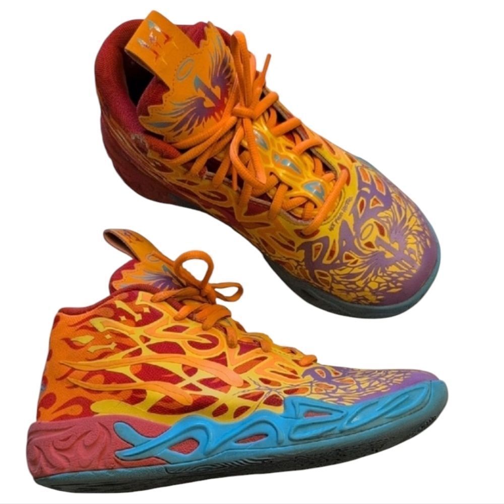 Puma MB.04 Phoenix Sneakers Red-Orange Glow-Fluro Orange Purple Glimmer Boys 5